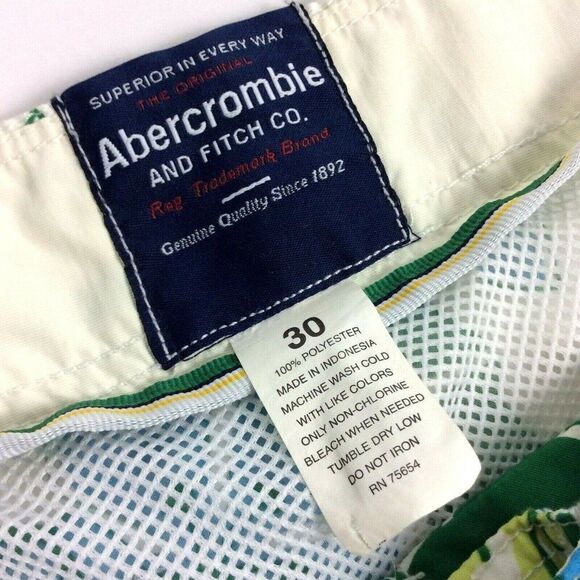 Abercrombie & Fitch Board Shorts Sz 30 Swim Trunks White Blue Floral Hula Girls - Picture 4 of 4